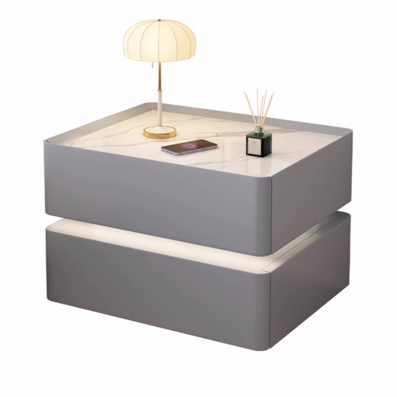 Solid Wood Nightstand 2 Drawers - Comodino intelligente in legno massello Comodino