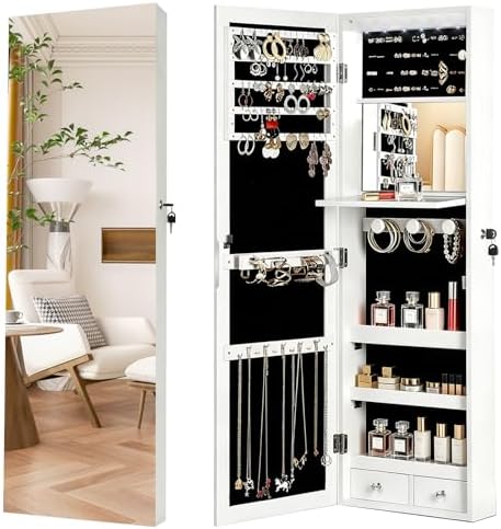 Full Length Mirror Jewelry Armoire - Armadio Portagioie con Serratura e Specchio