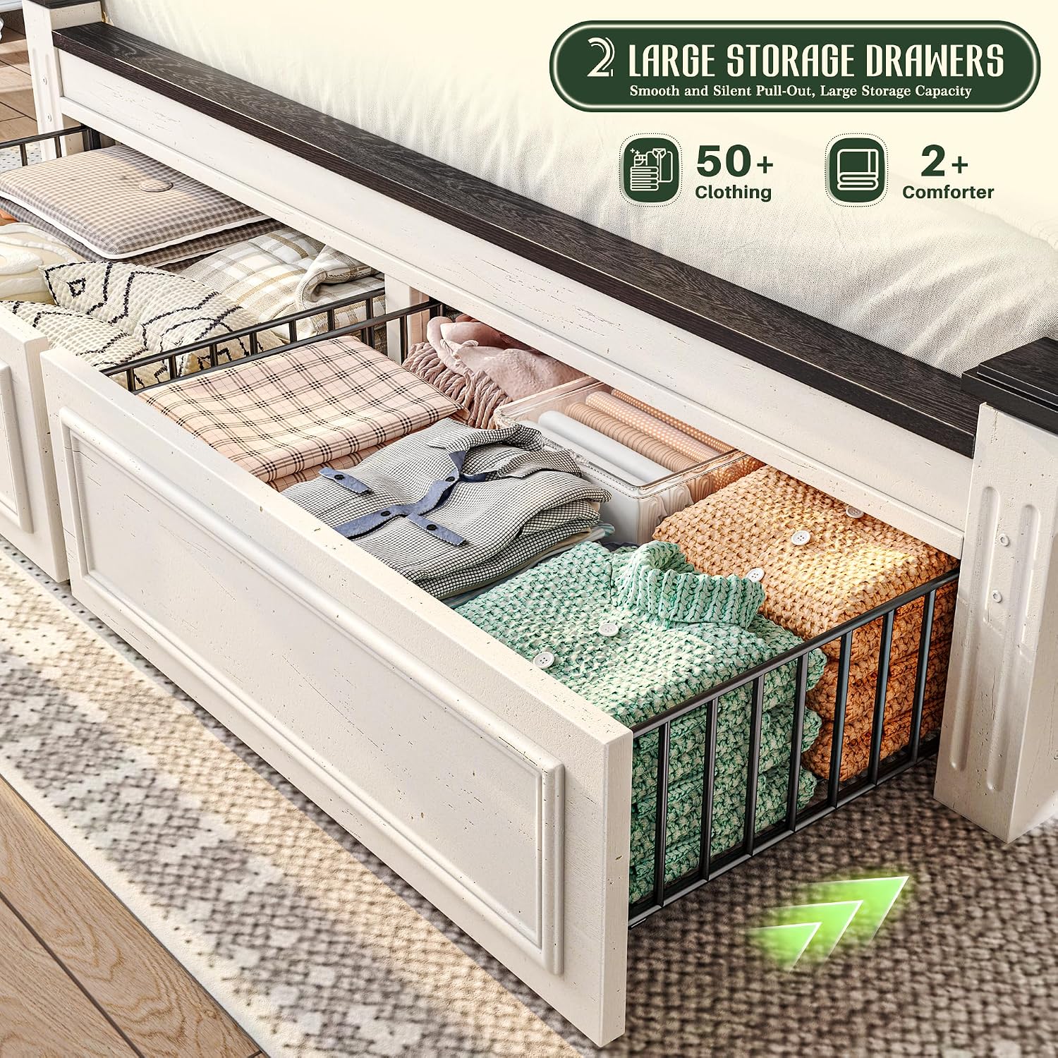 King Size Bed Frame With Storage Drawers - Struttura Letto King Size con Testiera