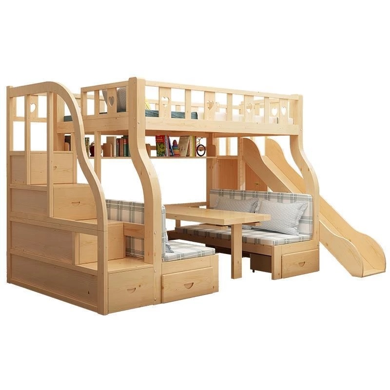 Bunk Bed With Stairs And Slide - -Per letto a castello multifunzione cassetti