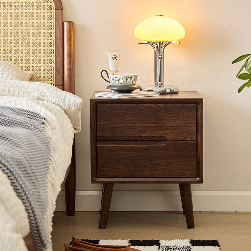 Solid Wood Nightstand 2 Drawers - Comodini in legno Comodini vintage Comodino