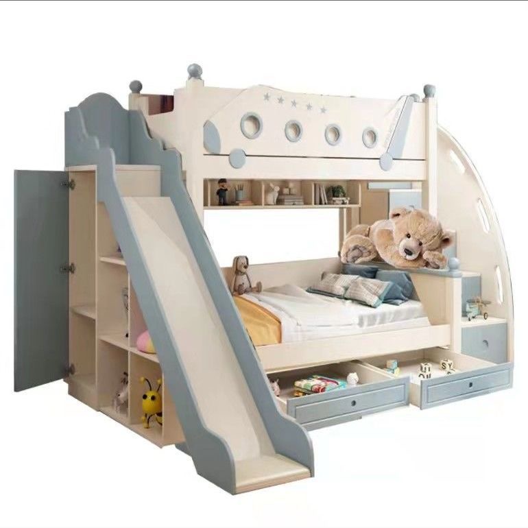 Bunk Bed With Stairs And Slide - Letto a castello in legno stile