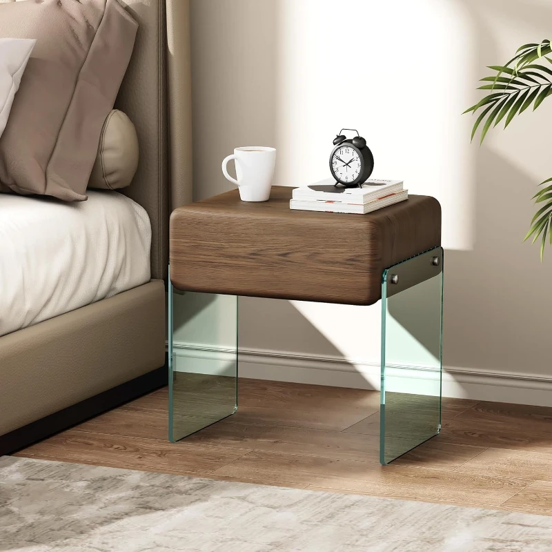 Solid Wood Nightstand 2 Drawers - Comodino con cassetto, tavolino da notte
