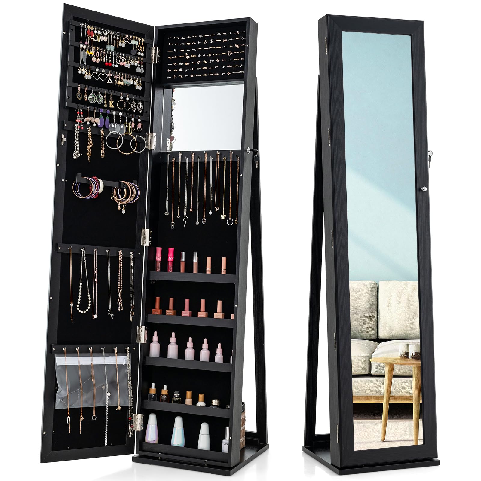 Full Length Mirror Jewelry Armoire - Armadio per Gioielli con Specchio a