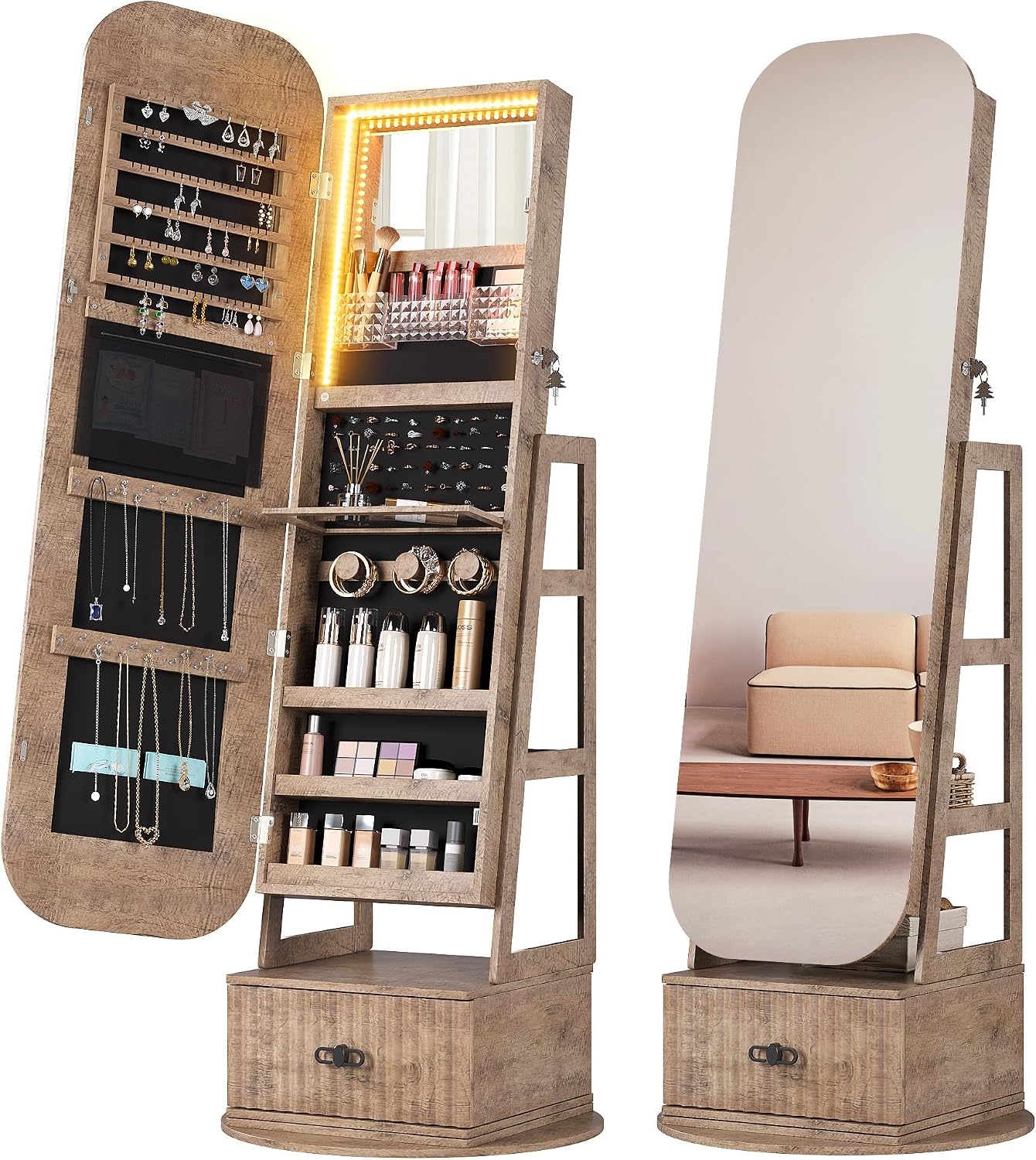 Organizzatore per Gioielli con - Full Length Mirror Jewelry Armoire recensione e prezzo