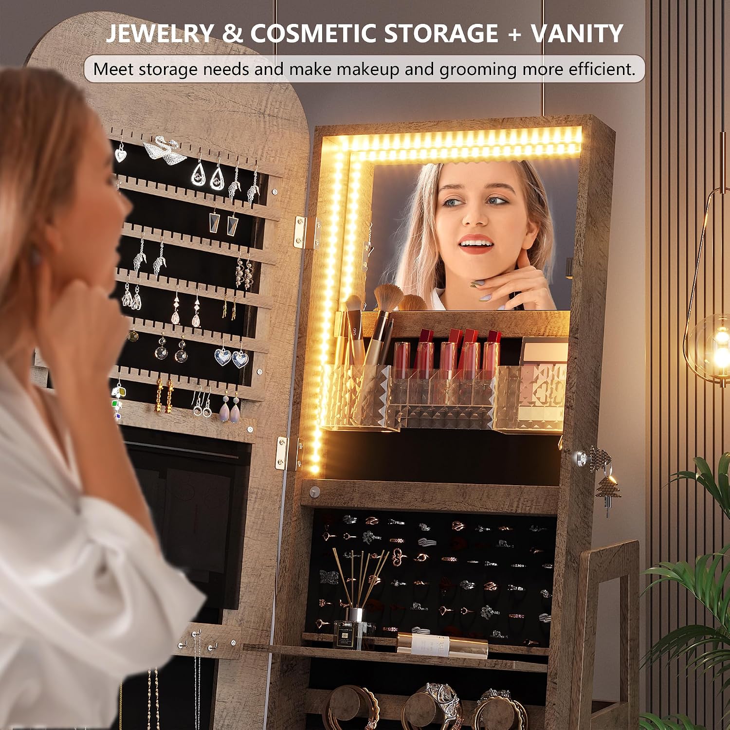Organizzatore per Gioielli con - Full Length Mirror Jewelry Armoire recensione e prezzo