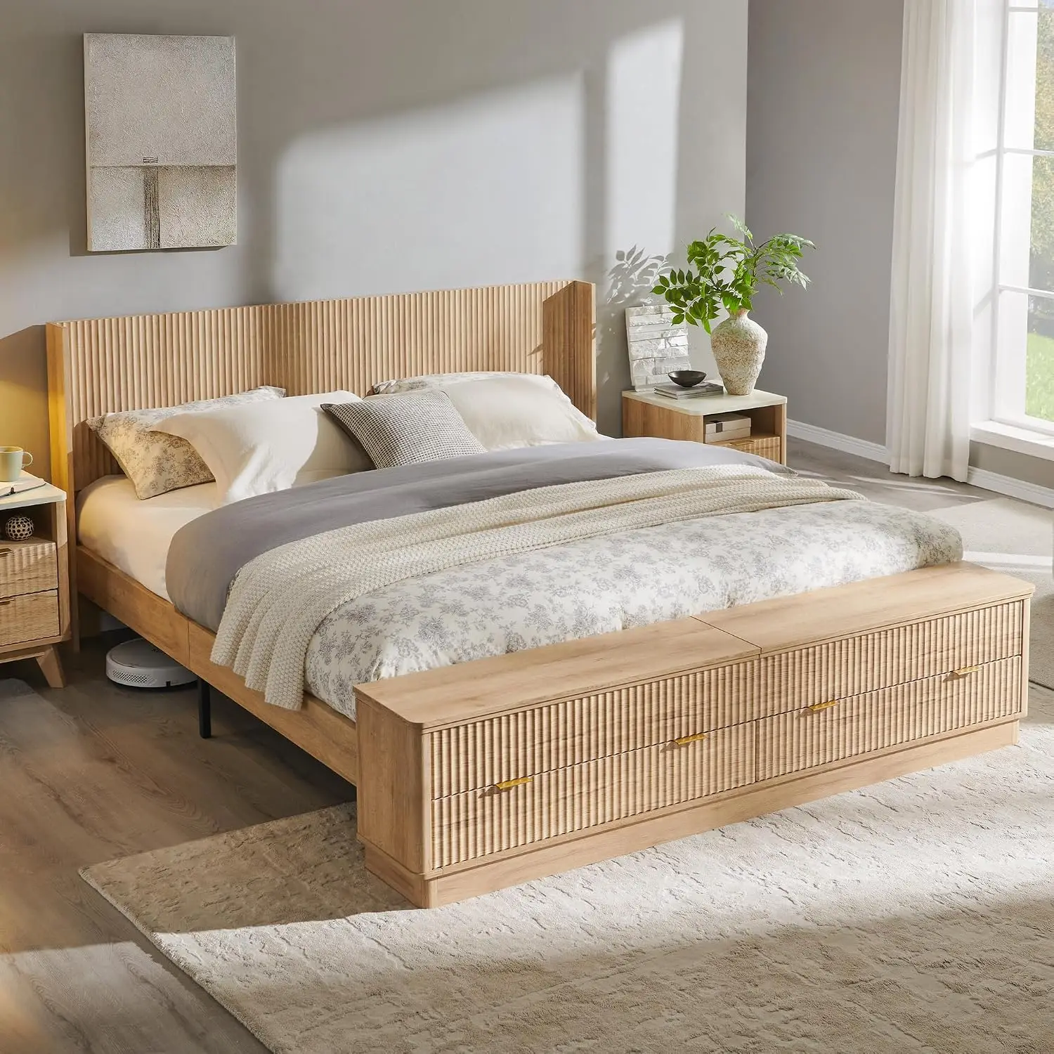 Letto matrimoniale scanalato c - King Size Bed Frame With Storage Drawers recensione e prezzo