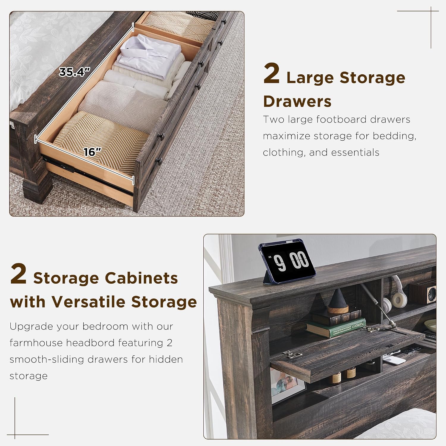 Letto matrimoniale con testier - King Size Bed Frame With Storage Drawers recensione e prezzo