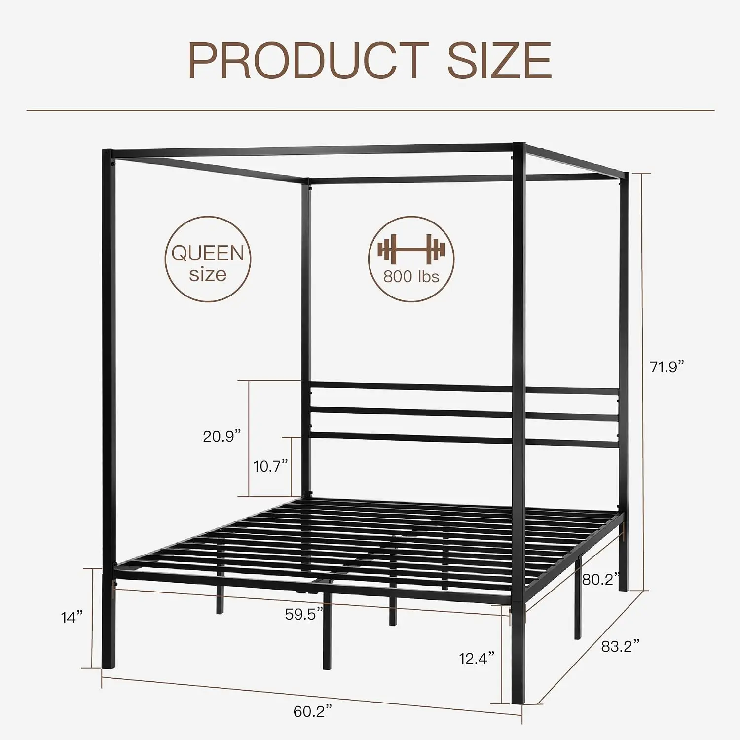 Letto a baldacchino in metallo - Canopy Bed Frame Metal Queen recensione e prezzo
