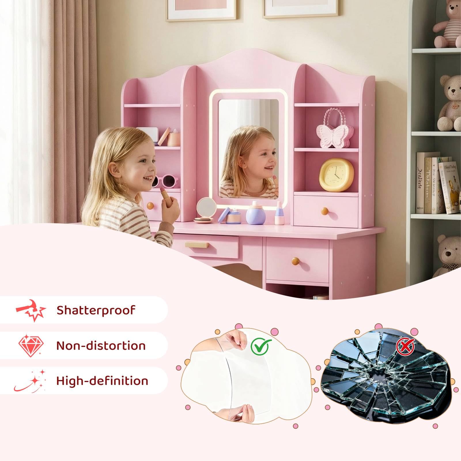 Toeletta per Bambini con Luci  - Dressing Table Vanity With Lighted Mirror recensione e prezzo