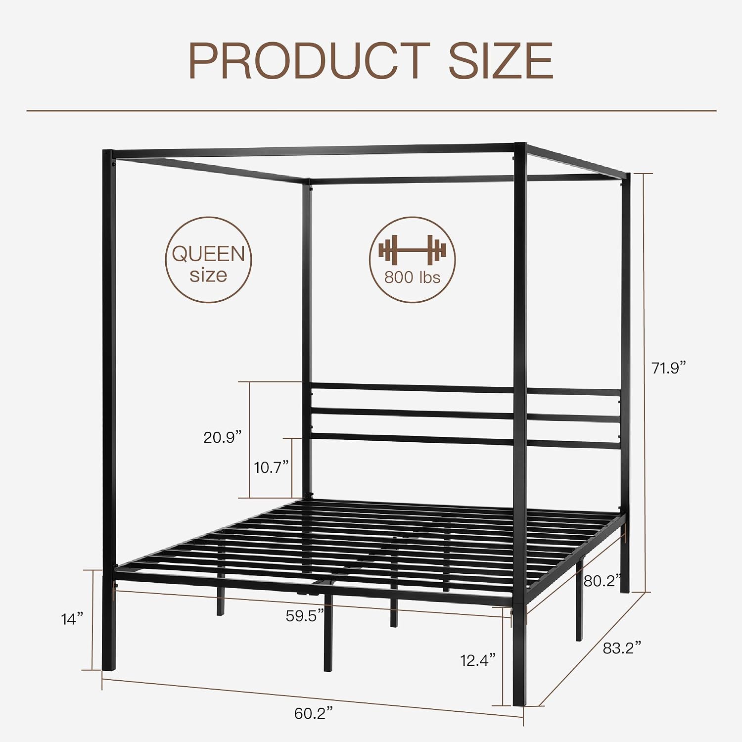 Struttura del letto a baldacch - Canopy Bed Frame Metal Queen recensione e prezzo