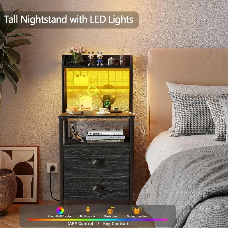 Comodino Alto 40'' con Stazion - Solid Wood Nightstand 2 Drawers recensione e prezzo