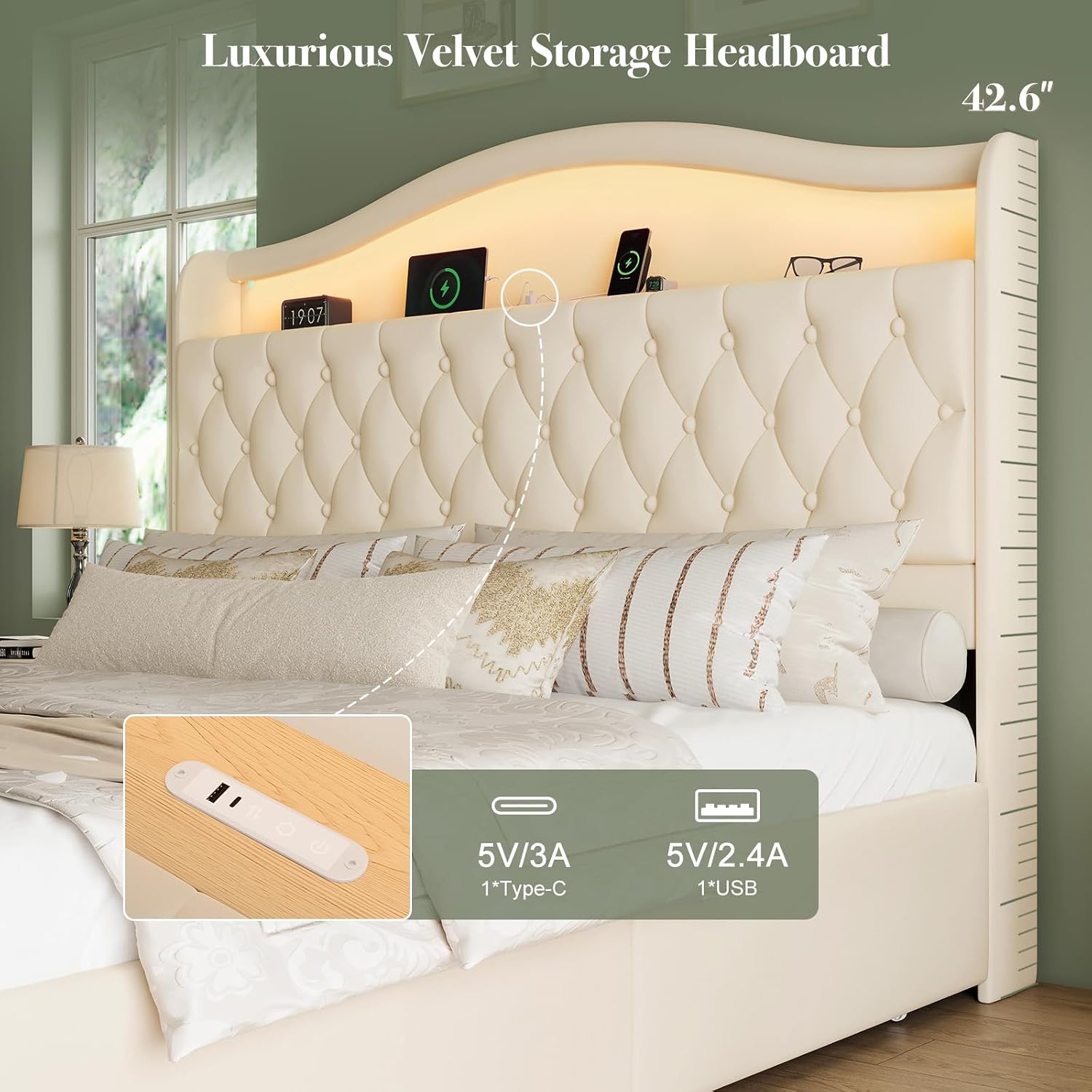 Letto a piattaforma King Size  - King Size Bed Frame With Storage Drawers recensione e prezzo