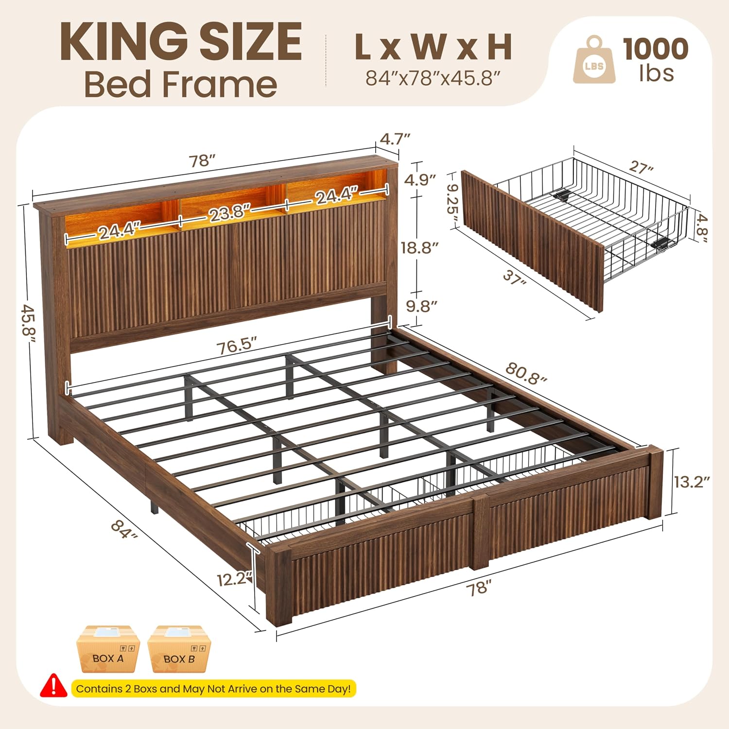 Struttura Letto Matrimoniale c - King Size Bed Frame With Storage Drawers recensione e prezzo