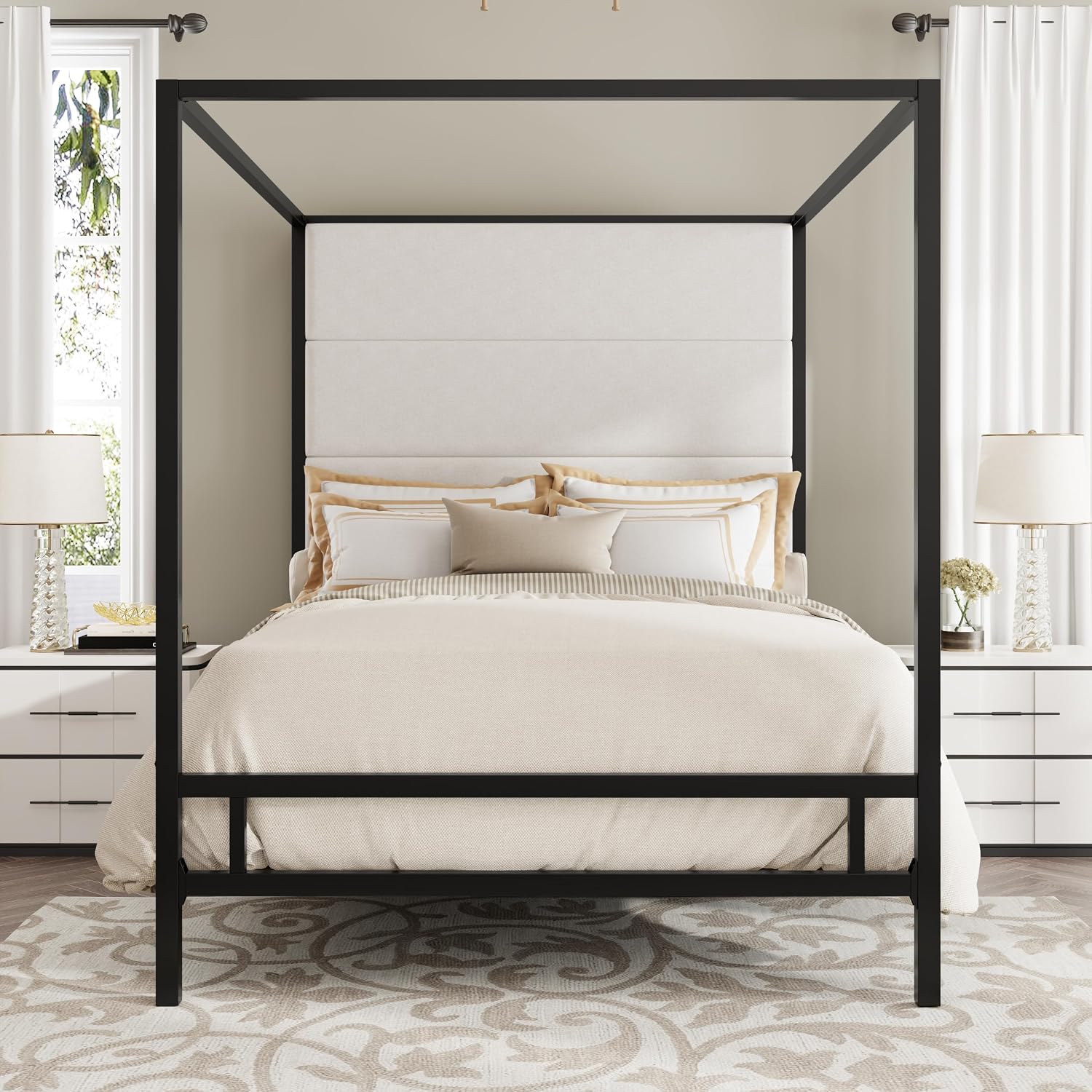 Letto a baldacchino matrimonia - Canopy Bed Frame Metal Queen recensione e prezzo