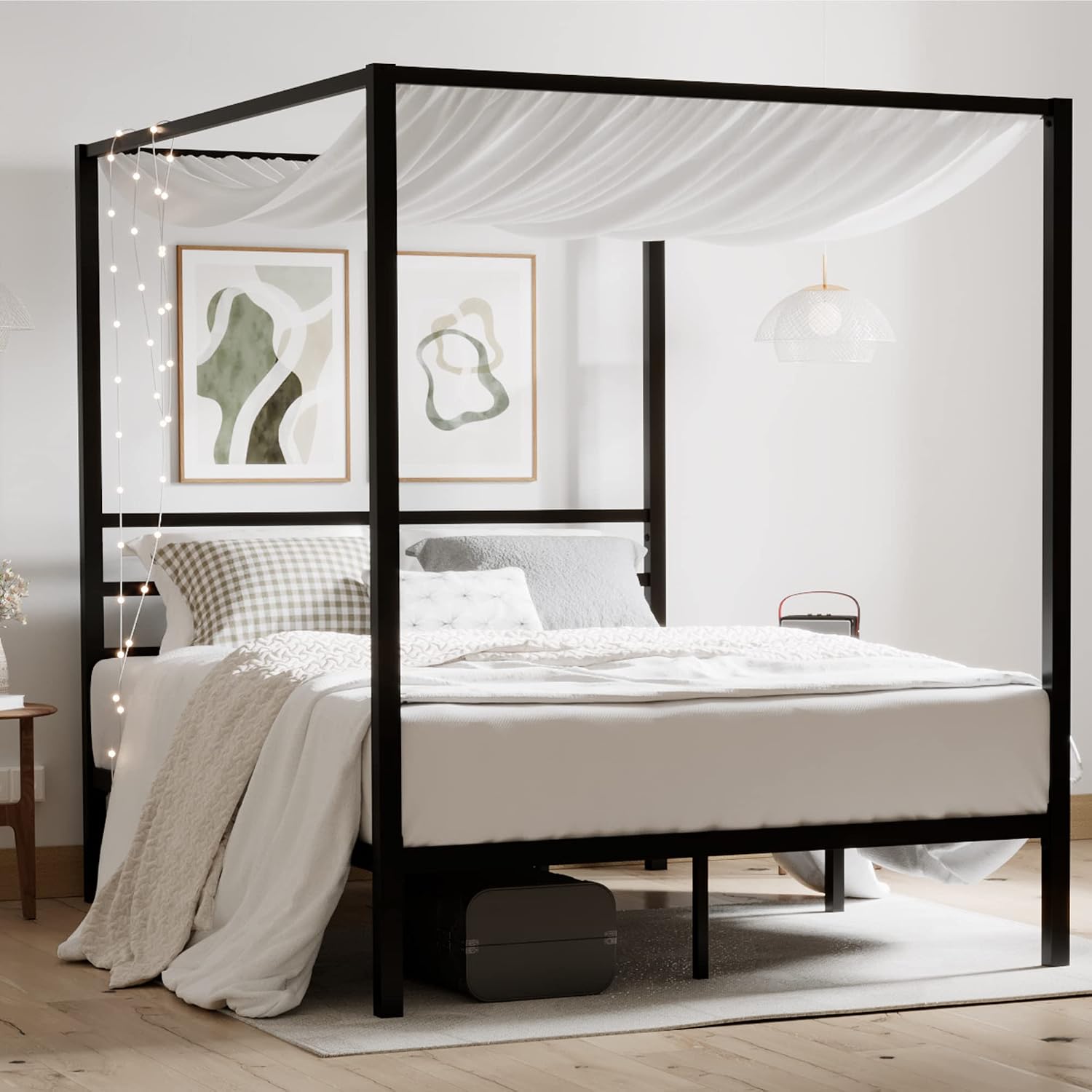 Letto a baldacchino in metallo - Canopy Bed Frame Metal Queen recensione e prezzo