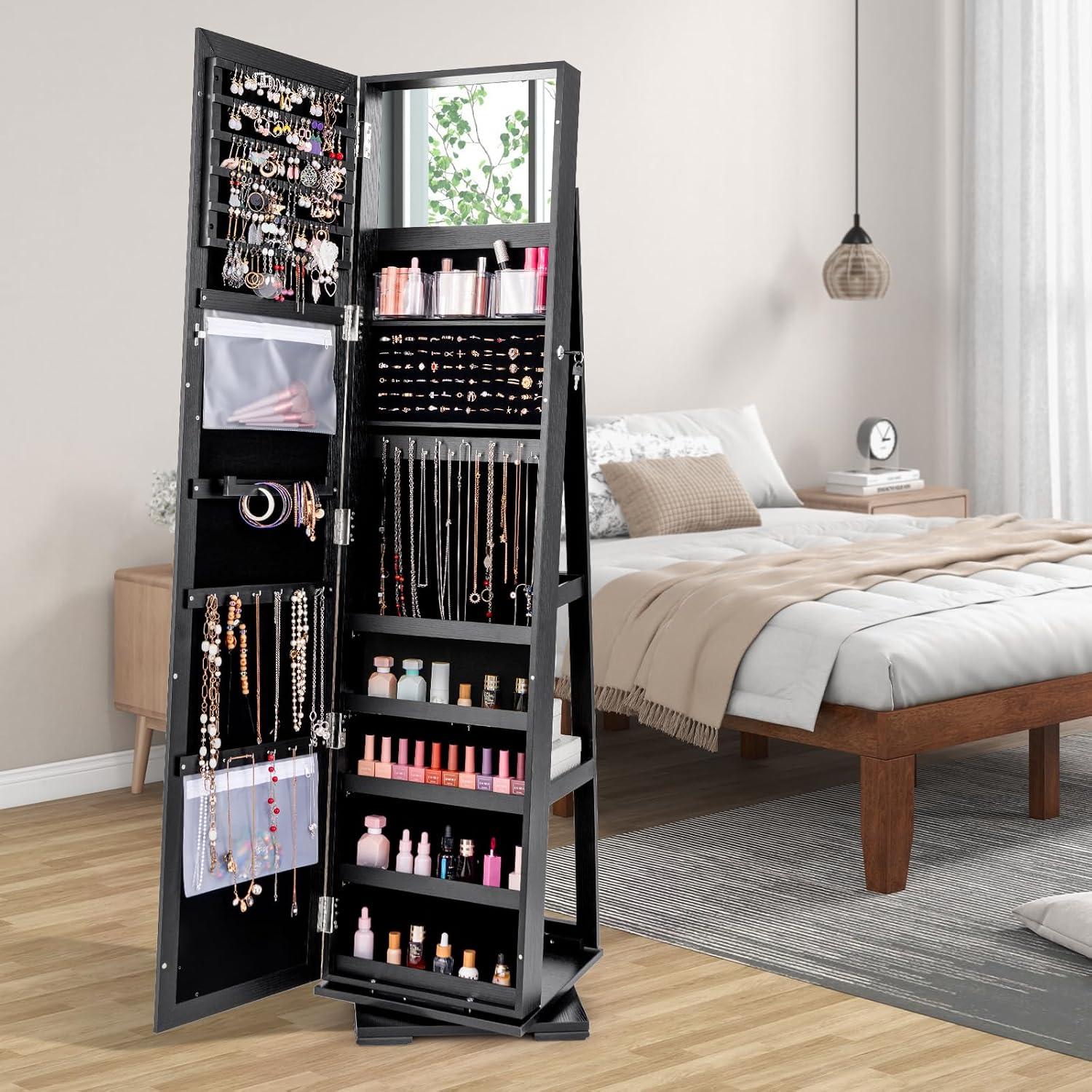 Armadio Portagioie Nero con Sp - Full Length Mirror Jewelry Armoire recensione e prezzo