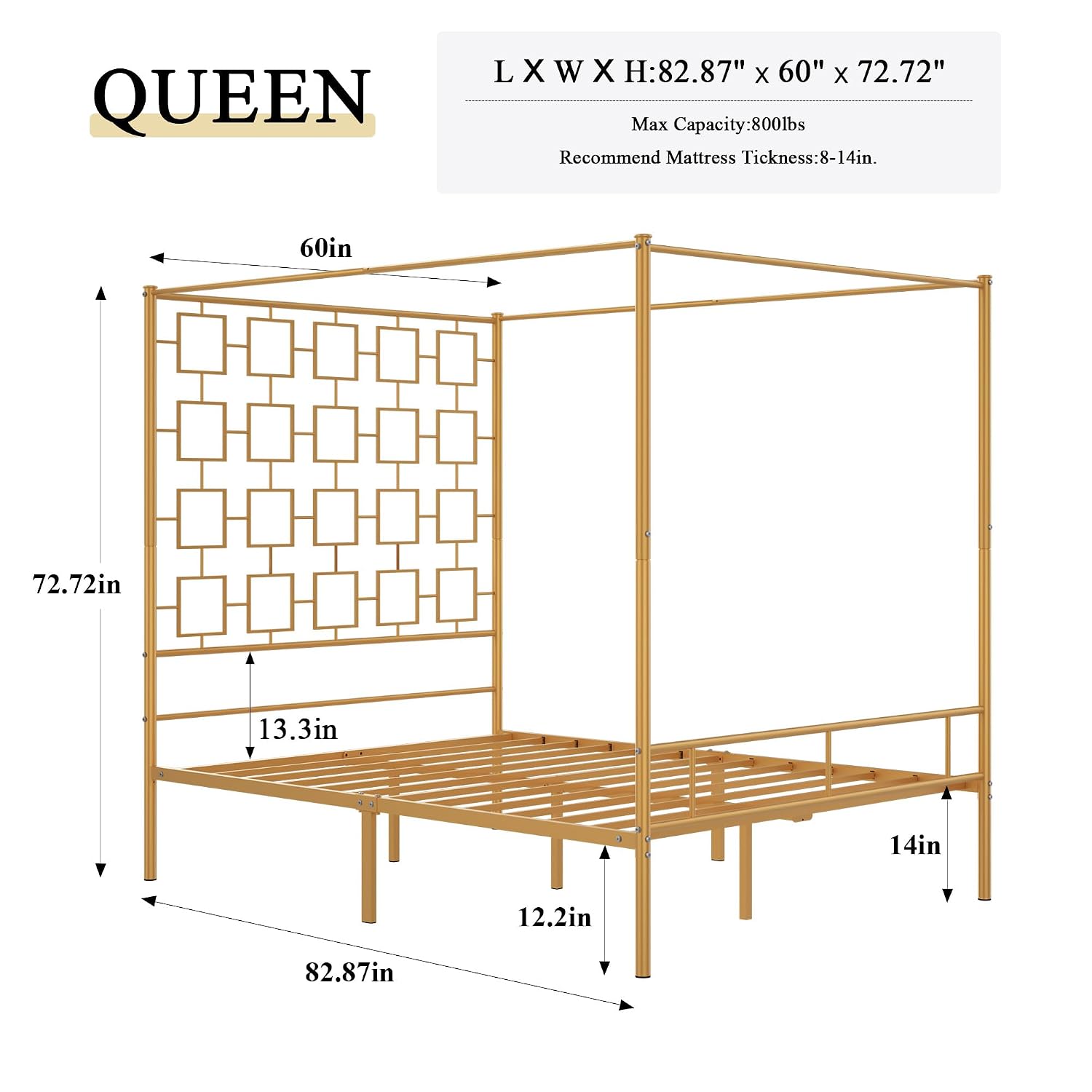 Letto a baldacchino matrimonia - Canopy Bed Frame Metal Queen recensione e prezzo