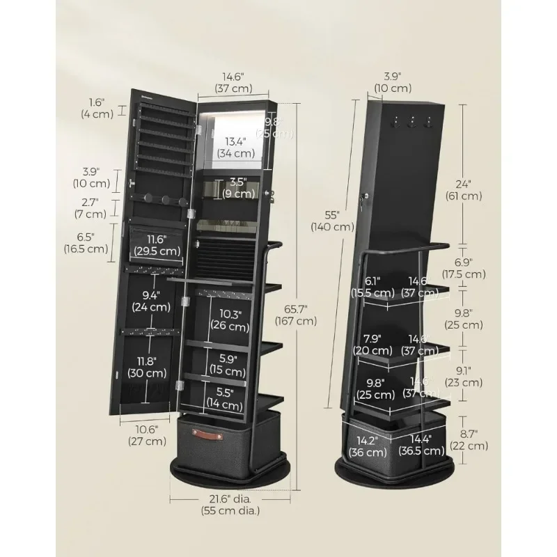 l 360 °   Armadietto per gioie - Full Length Mirror Jewelry Armoire recensione e prezzo