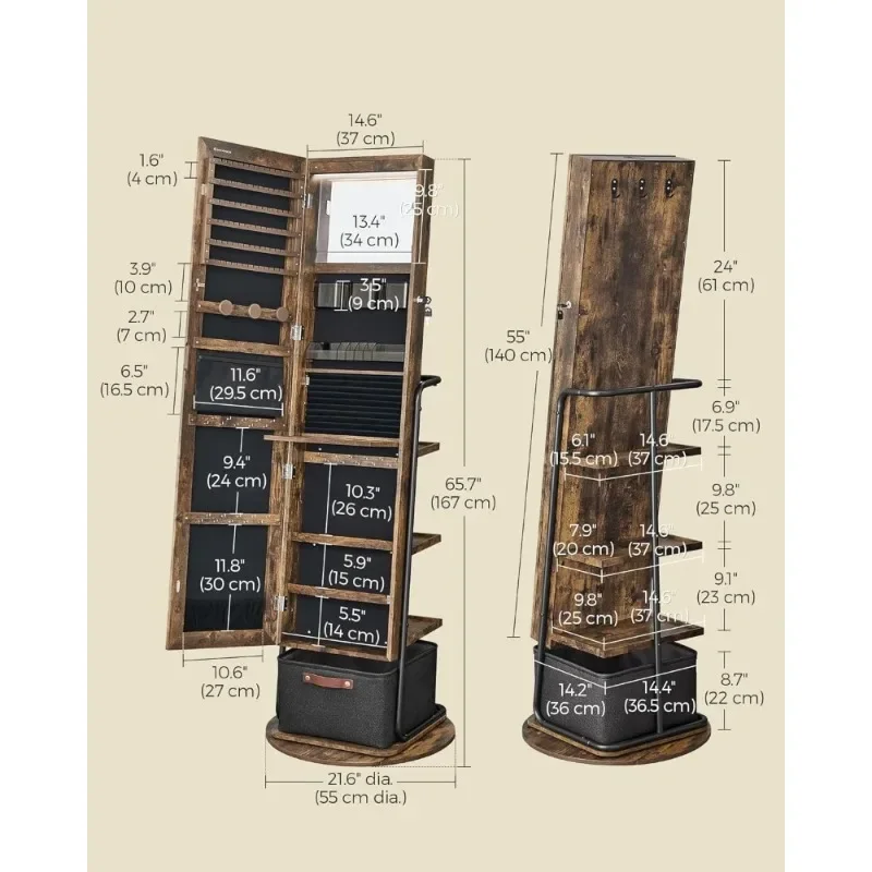 l 360 °   Armadietto per gioie - Full Length Mirror Jewelry Armoire recensione e prezzo